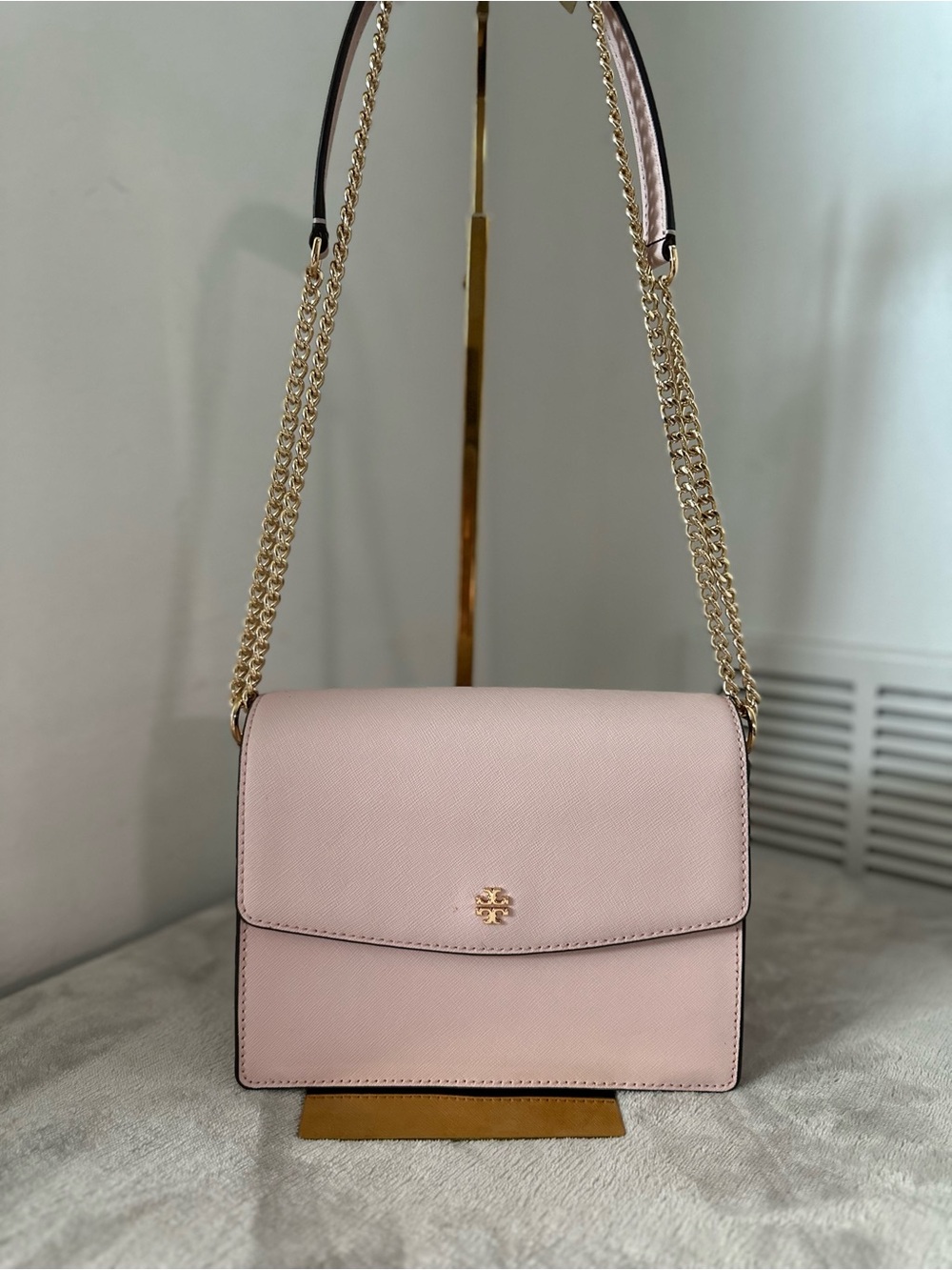 Tory Burch Blush Pink Saffiano Chain Shoulder Bag